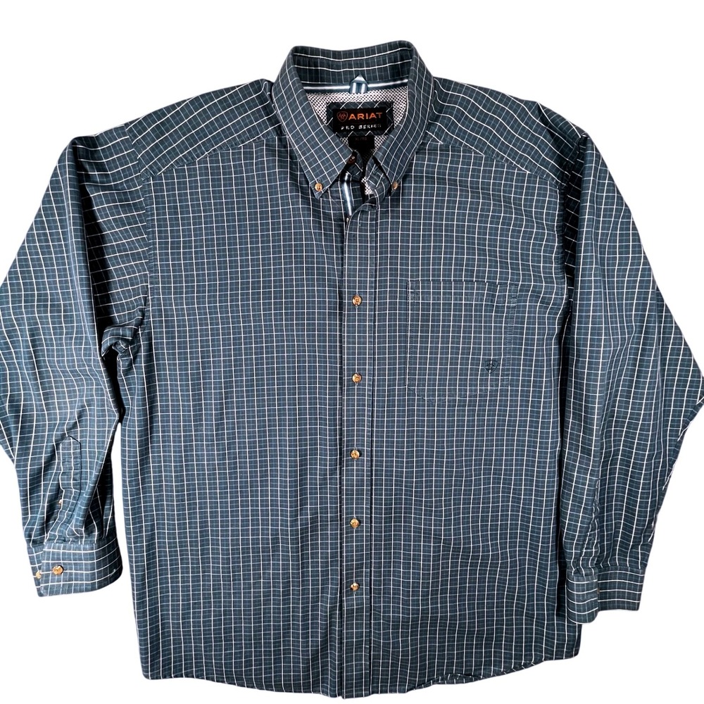 Ariat Pro Series Men Medium Western Snap Shirt Plaid Long‎ Sleeve Vent Tech